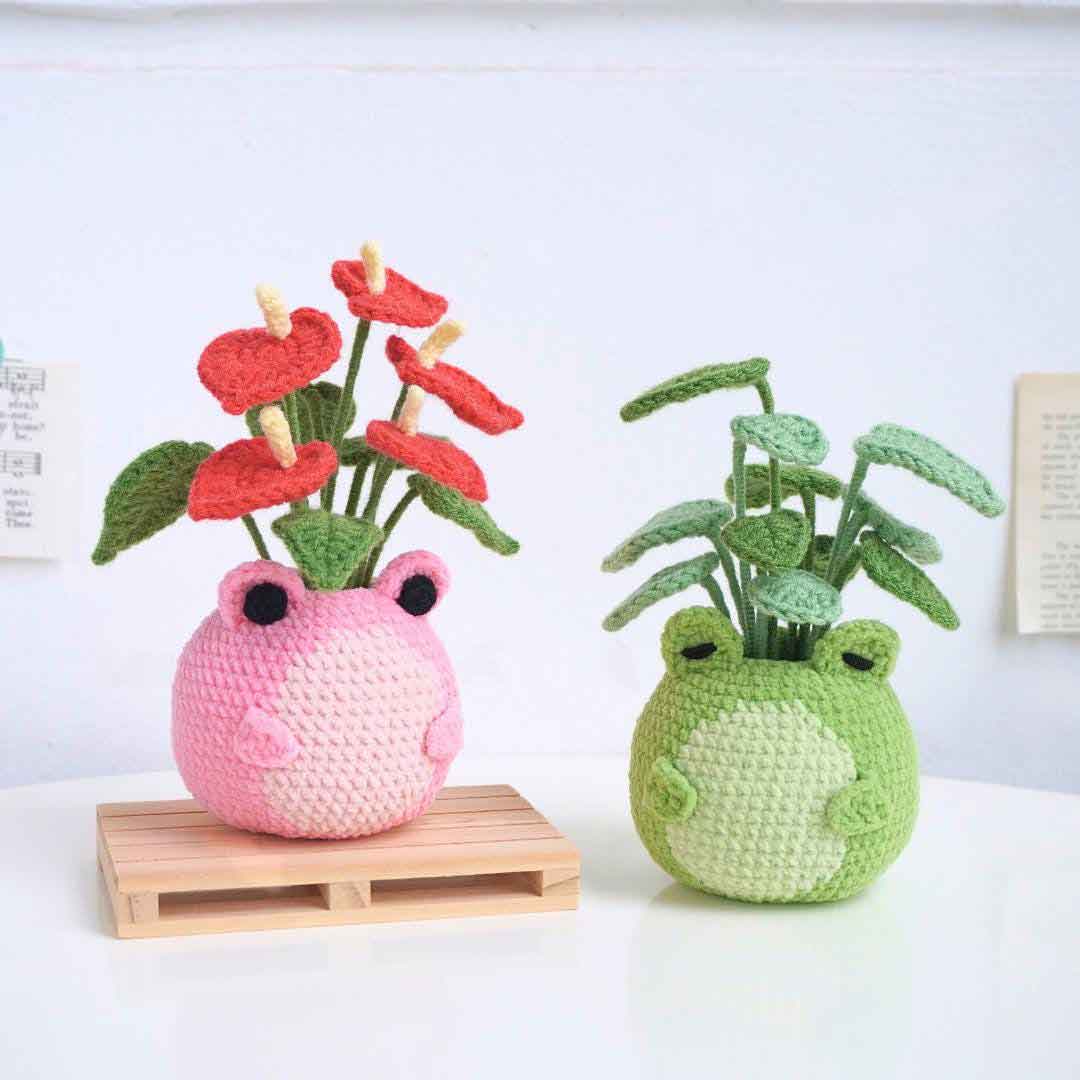 Froggy Duo Pots frog crochet pattern bundle PDF