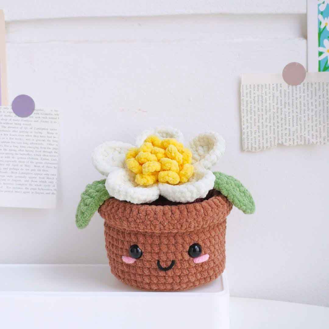 Camellia Flower Pot Crochet Pattern