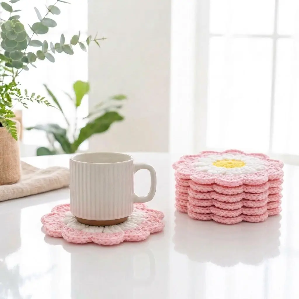 Daisy Flower Coaster Crochet Pattern