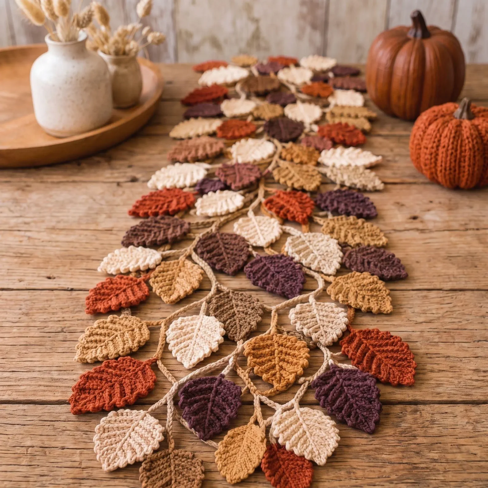 Autumn Leaf Table Runner - Home Fall Decor Crochet Pattern